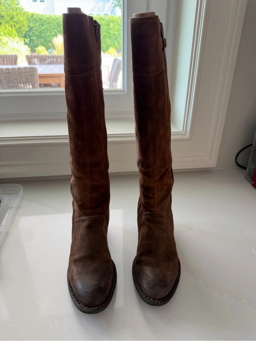 Born Cognac Brown Suede Over-the-Knee Zip Boots